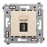 USB 2.0 розетка одинарная в стену DKC Avanti тип А-А, ванильная дымка
