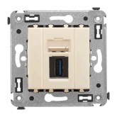USB 3.0 розетка одинарная в стену DKC Avanti тип А-А, ванильная дымка