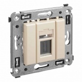 USB 3.0 розетка одинарная в стену DKC Avanti тип А-А, ванильная дымка