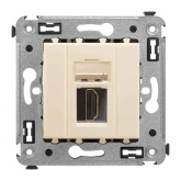 HDMI розетка одинарная в стену DKC Avanti тип А-А, ванильная дымка