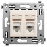 Компьютерная розетка RJ-45 в стену DKC Avanti, кат.6 двойная, Ванильная дымка