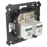 Компьютерная розетка RJ-45 в стену DKC Avanti, кат.6 двойная, Ванильная дымка