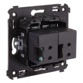 Зарядное устройство USB DKC Avanti в стену 5В,2,1А, закаленная сталь