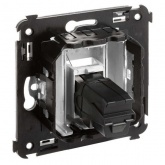 USB 2.0 розетка одинарная в стену DKC Avanti, тип А-А, закаленная сталь