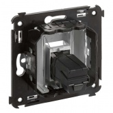 USB 3.0 розетка одинарная в стену DKC Avanti, тип А-А, закаленная сталь