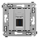 USB 3.0 розетка одинарная в стену DKC Avanti, тип А-А, закаленная сталь