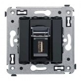 USB 2.0 розетка одинарная в стену DKC Avanti, тип А-А,, черный квадрат