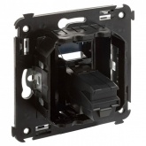 USB 3.0 розетка одинарная в стену DKC Avanti, тип А-А,, черный квадрат