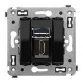 HDMI розетка одинарная в стену DKC Avanti, тип А-А, черный квадрат