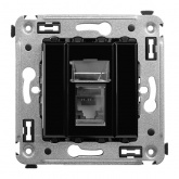 Компьютерная розетка RJ-45 в стену DKC Avanti, кат.6 одинарная, Черный квадрат