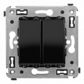 Кнопка двухклавишная в стену DKC Avanti, черный квадрат