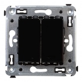 Переключатель с 3-х мест двухклавишный DKC Avanti в стену черный квадрат