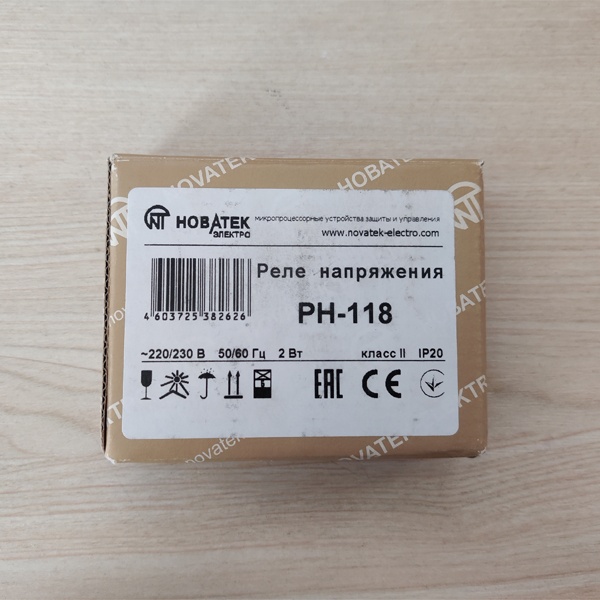 Однофазное реле напряжения PH-118 мощность нагрузки до 2,3 кВт (ток до 10 А)