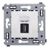 Розетка USB 2.0 одинарная в стену DKC Avanti, тип А-А, белое облако