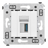Розетка USB 3.0 одинарная в стену DKC Avanti, тип А-А, белое облако