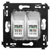 Компьютерная розетка RJ-45 в стену DKC Avanti кат.6 двойная, белое облако