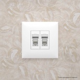 Компьютерная розетка RJ-45 в стену DKC Avanti кат.6 двойная, белое облако