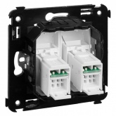 Компьютерная розетка RJ-45 в стену DKC Avanti кат.6 двойная, белое облако