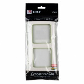 Рамка 2-местная EKF Стокгольм белый с линией цвета зеленый