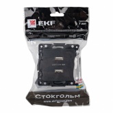 Механизм зарядной розетки EKF 2хUSB тип А 2,1А Стокгольм черный