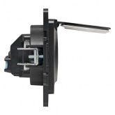 Механизм розетки EKF 2P+E 16А с крышкой и шторками IP44 Стокгольм черный