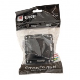 Механизм розетки EKF 2P+E 16А с крышкой и шторками IP44 Стокгольм черный