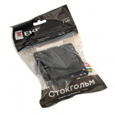 Механизм розетки EKF 2P+E 16А с крышкой и шторками IP44 Стокгольм черный