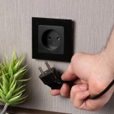 Механизм розетки EKF 2P без заземления 10А с защитными шторками Стокгольм черный