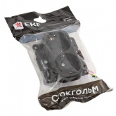 Механизм двойной розетки EKF 2х2P+E 16А с защитными шторками Стокгольм черный