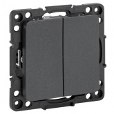 Механизм переключателя 2-клавишного EKF 10А винтовые клеммы Стокгольм черный