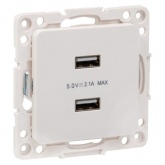 Механизм зарядной розетки EKF 2хUSB тип А 2,1А Стокгольм белый
