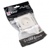 Механизм розетки EKF 2P без заземления 10А с защитными шторками Стокгольм белый