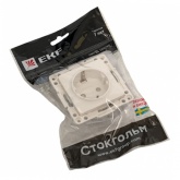 Механизм розетки EKF 2P+E 16А с защитными шторками винтовые клеммы Стокгольм белый