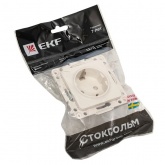 Механизм розетки EKF 2P+E 16А с защитными шторками Стокгольм белый