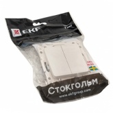 Механизм выключателя 2-клавишного EKF 10А Стокгольм белый
