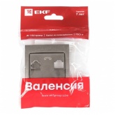 Лицевая панель розетки EKF PROxima RJ-11 1-местная Валенсия графит