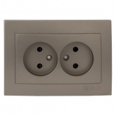 Лицевая панель розетки 2-местной б/з со шторками EKF PROxima Валенсия графит