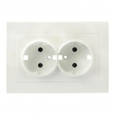 Лицевая панель розетки 2-местной с/з со шторками EKF PROxima Валенсия жемчуг