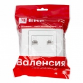 Розетка EKF PROxima RJ-45 2-местная IP20 Валенсия белый