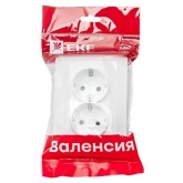 Розетка 2-местная с заземлением со шторками EKF PROxima 16А IP20 Валенсия белый