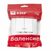 Выключатель 2-клавишный с индикатором EKF PROxima 10А IP20 Валенсия белый