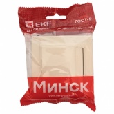 Розетка 1-местная с заземлением со шторками EKF Basic с крышкой 16А IP20 Минск бежевый
