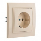 Розетка 1-местная с заземлением со шторками EKF Basic 16А IP20 Минск бежевый