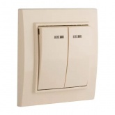 Выключатель 2-клавишный с индикатором EKF Basic 10А IP20 Минск бежевый