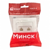 Розетка EKF Basic RJ-45+RJ-11 2-местная IP20 Минск белый