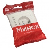 Розетка 1-местная с заземлением со шторками EKF Basic 16А с USB 1А IP20 Минск белый