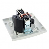 Розетка 1-местная с заземлением со шторками EKF Basic 16А с USB 1А IP20 Минск белый