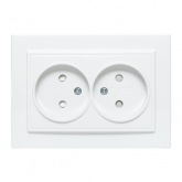 Розетка 2-местная без заземления со шторками EKF Basic 10А IP20 Минск белый