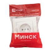 Розетка 1-местная без заземления со шторками EKF Basic 10А IP20 Минск белый