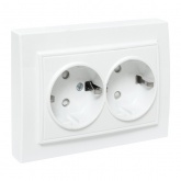 Розетка 2-местная с заземлением со шторками EKF Basic 16А IP20 Минск белый